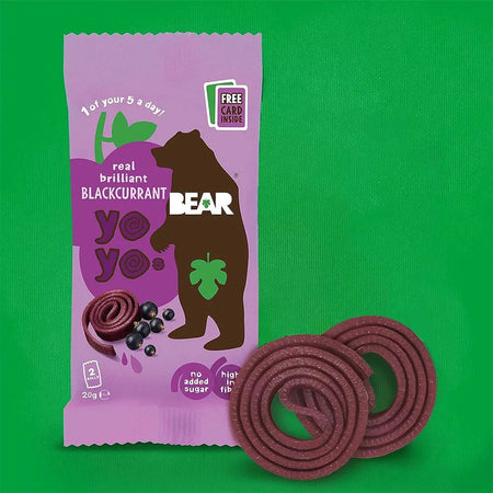 Παιδικό Σνακ Φρούτου Φραγκοστάφυλο Bear Giant Yo Yo Blackcurrant Pure Fruit Rolls Multipack 5x20g