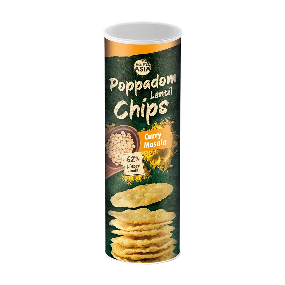 Πατατάκια Ποπαντάμ Κάρυ Bon Asia Poppadom Linsen Chips Curry Masala 70g