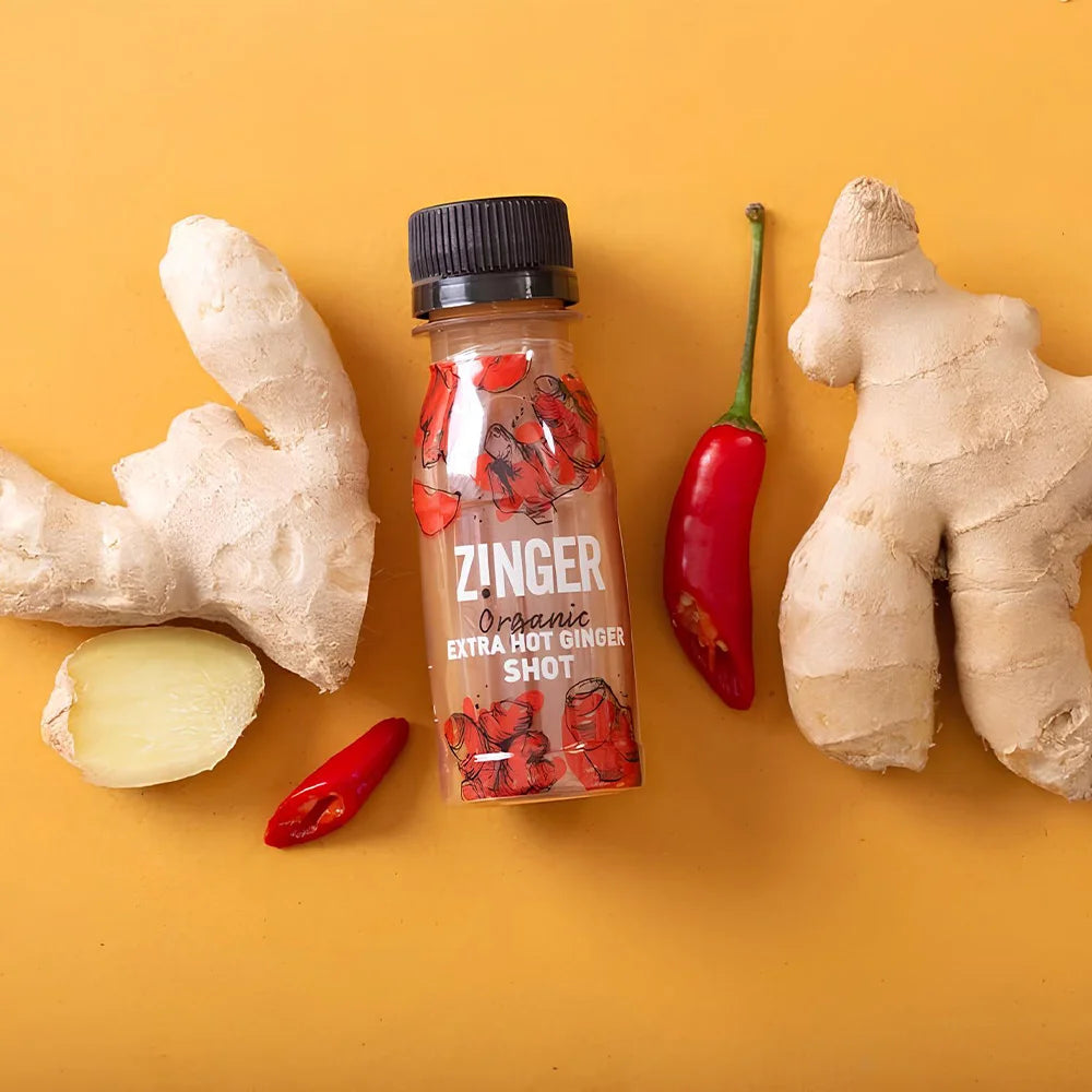 Χυμός Έκθλιψης Βιολογικής Ρίζας Τζίντζερ Πολύ Καυτερό James White Drinks Zinger Organic Extra Hot Ginger Shot 70ml