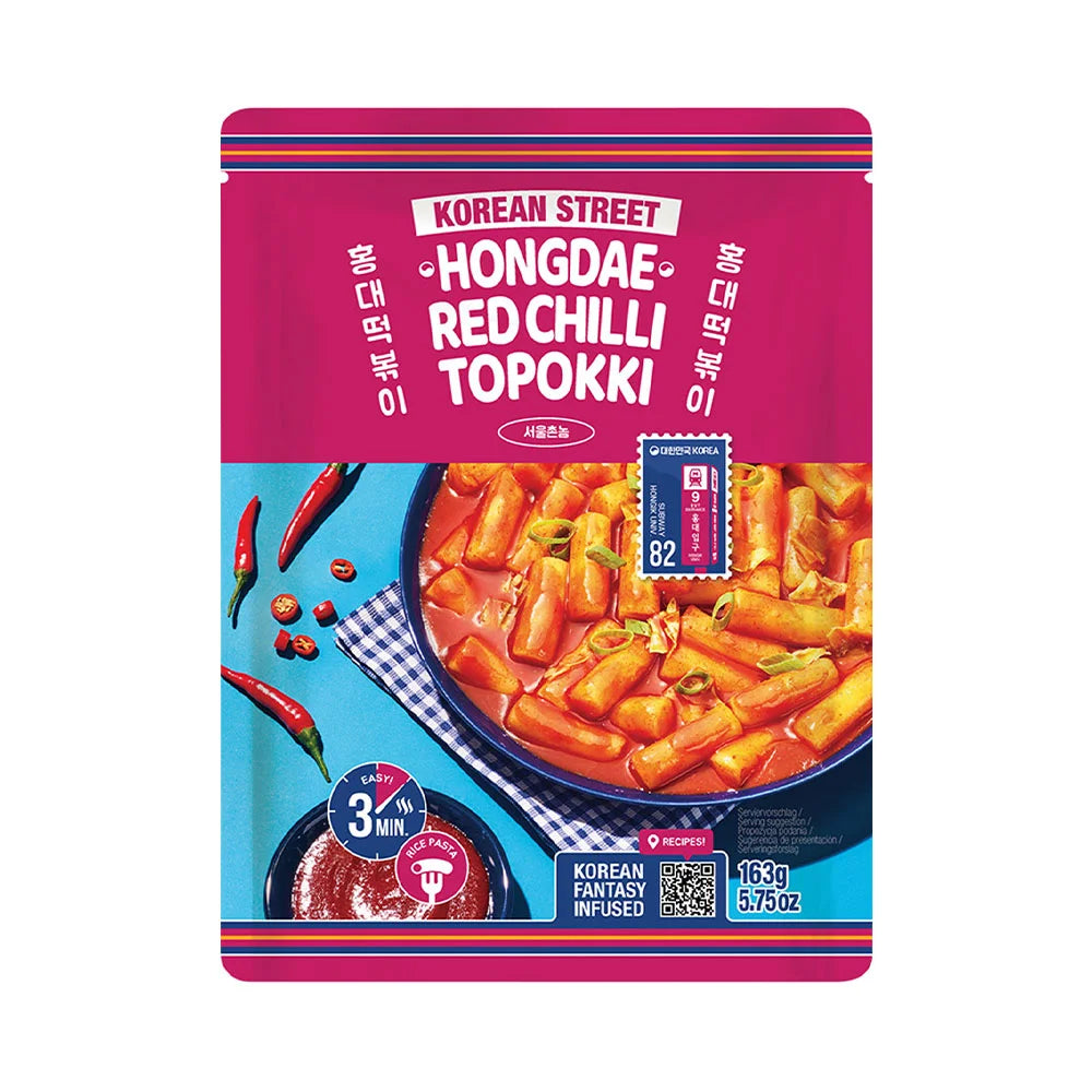 Στιγμιαία Νουντλς Ρυζιού Korean Street Topokki Hongdae Red Chilli Flavour 163g