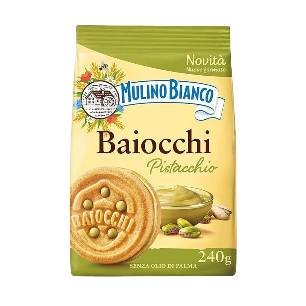 Γεμιστά Μπισκότα με Κρέμα Φιστικιού Mulino Bianco Baiocchi Pistachio