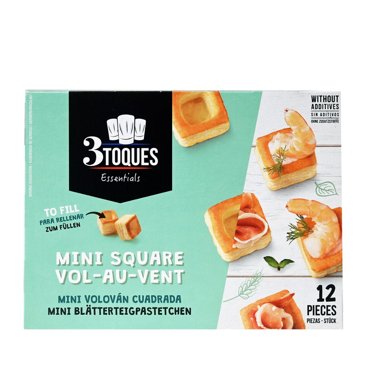 Καναπεδάκια Βάση Σφολιάτας Βολοβάν 3 Toques Mini Square Vol Au Vent 12 Pieces