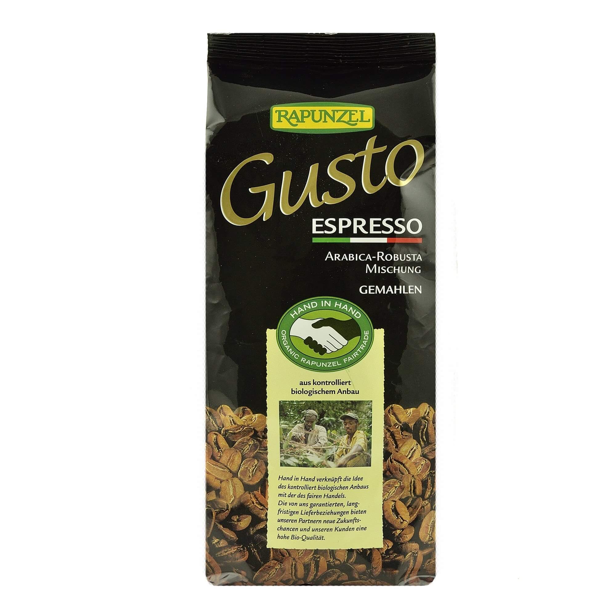 Organic Rapunzel Fairtrade Gusto Espresso All Italiana Whole Bean 250g