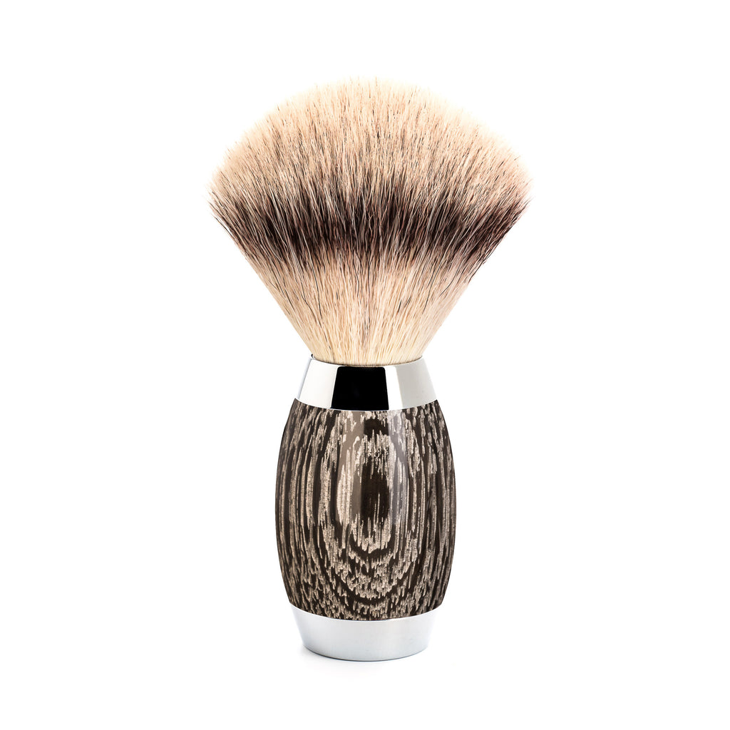 Πινέλο Ξυρίσματος Muhle Edition Με Συνθετική Ίνα Silvertip Fibre Badger Oak And Silver Brush 38mmx125mm