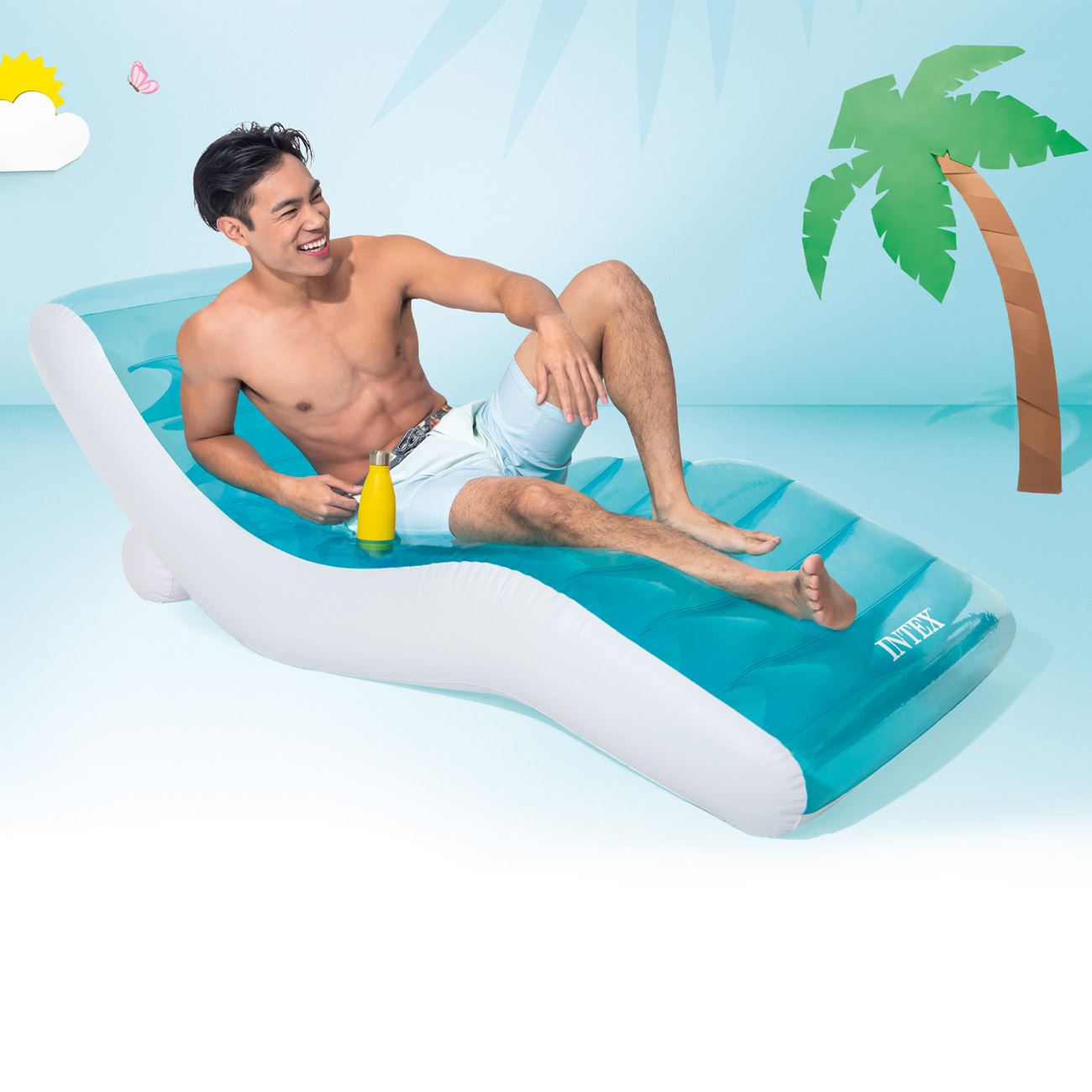 Στρώμα Θαλάσσης Ανάκλιντρο Γαλάζιο Λευκό Intex 190x99cm