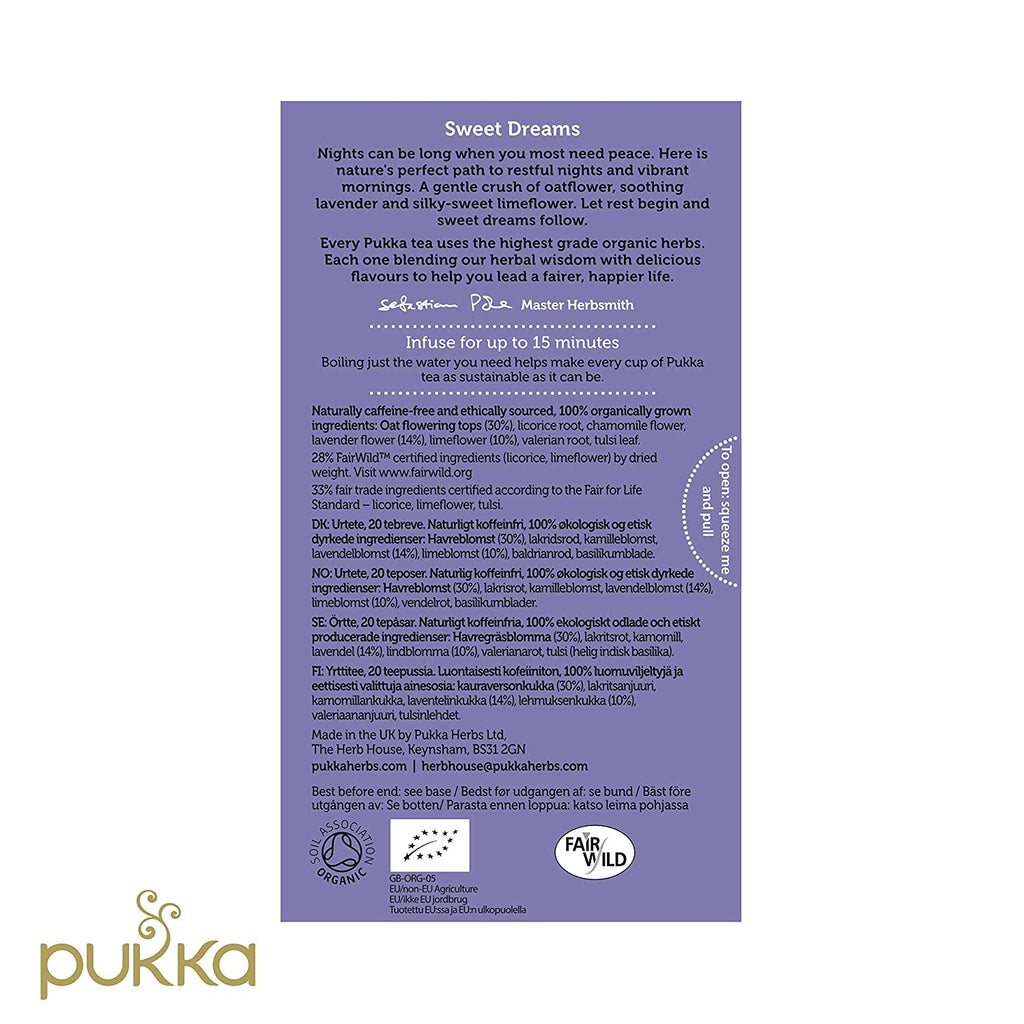 Pukka Organic Night Time Naturally Caffeine Free 20 Herbal Tea Sachets 20g-B