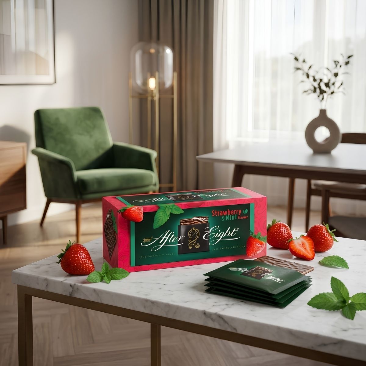 Σοκολατάκια Μέντα Φράουλα After Eight Strawberry and Mint Dark Chocolate Thins
