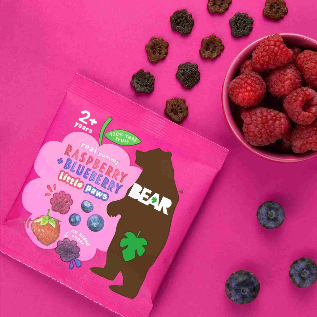 Παιδικό Σνακ Φρούτου Bear Real Yummy Raspberry And Blueberry Little Paws 5x20g