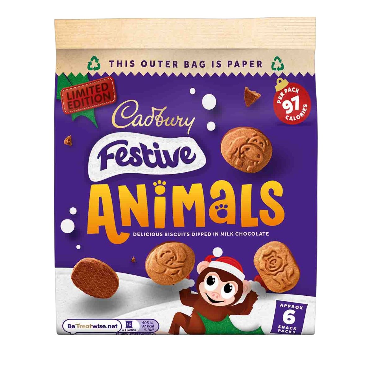 Χριστουγεννιάτικα Μπισκότα Cadbury Chocolate Biscuits Festive Animals Limited Edition