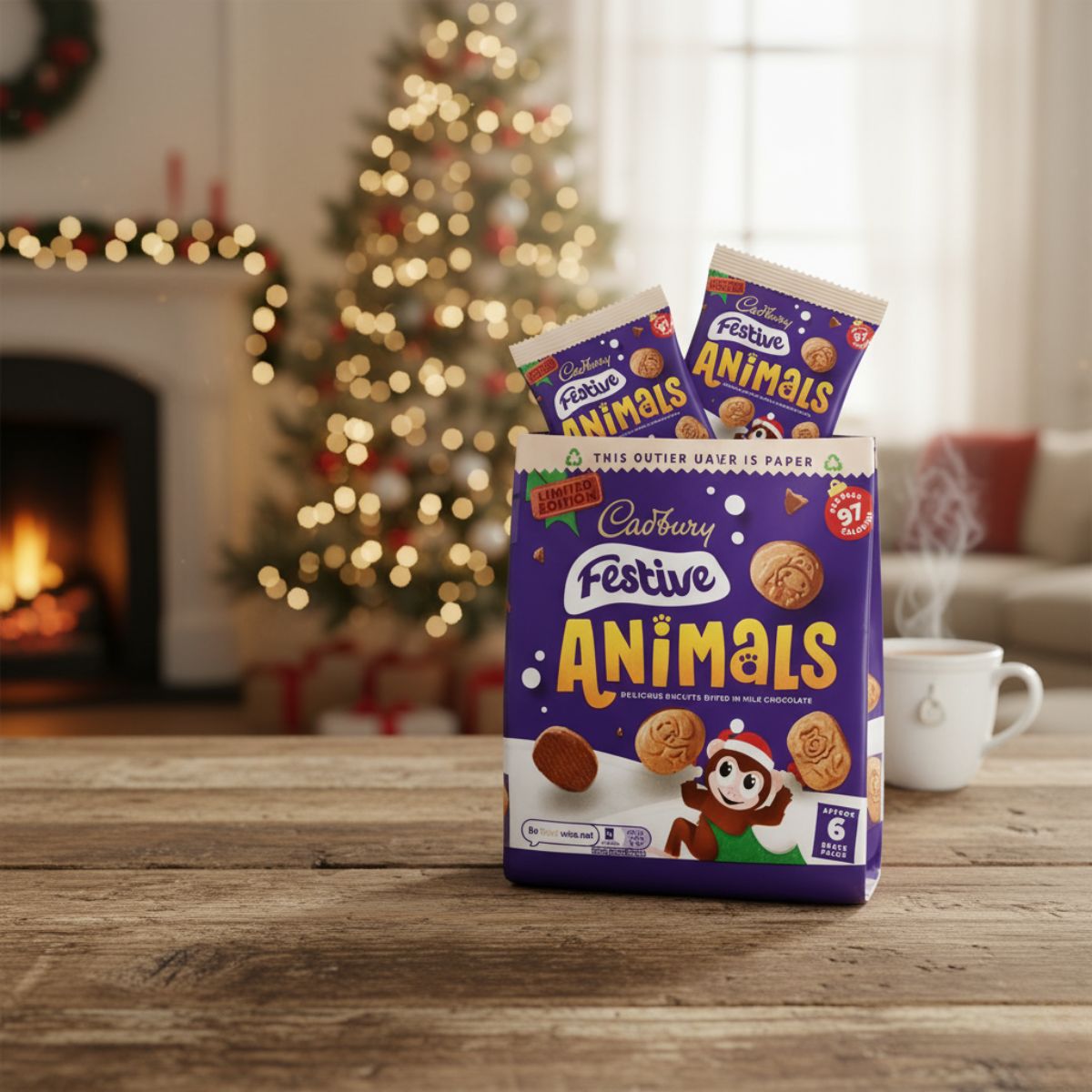 Χριστουγεννιάτικα Μπισκότα Cadbury Chocolate Biscuits Festive Animals Limited Edition