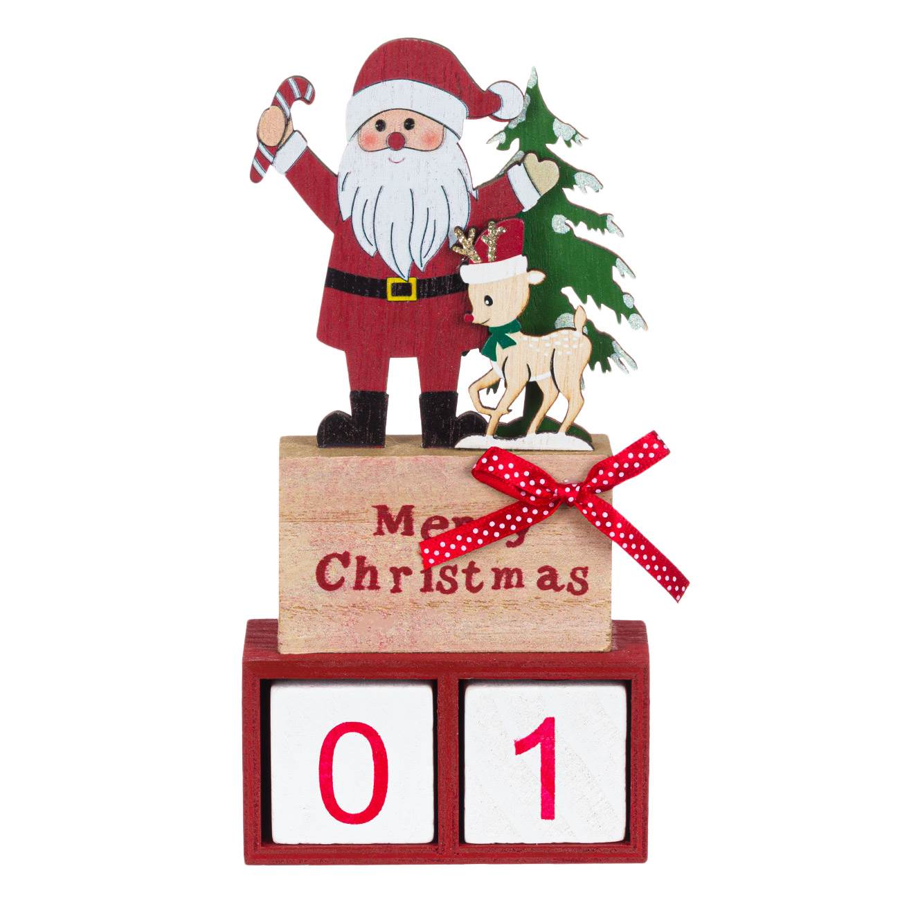 Christmas Wooden Calendar Santa Claus 10x4x20cm-A