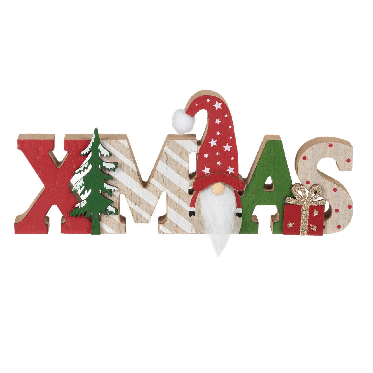 Christmas Wooden Decoration Xmas Gnome Santa Claus Gnome 25x2x11cm-A