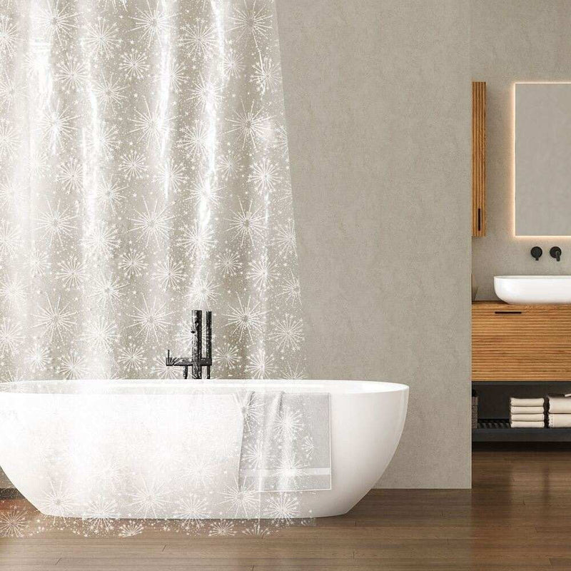 Κουρτίνα Μπάνιου Χριστουγεννιάτικη Christmas Transparent Shower Curtain With White Snowflakes 180x180cm