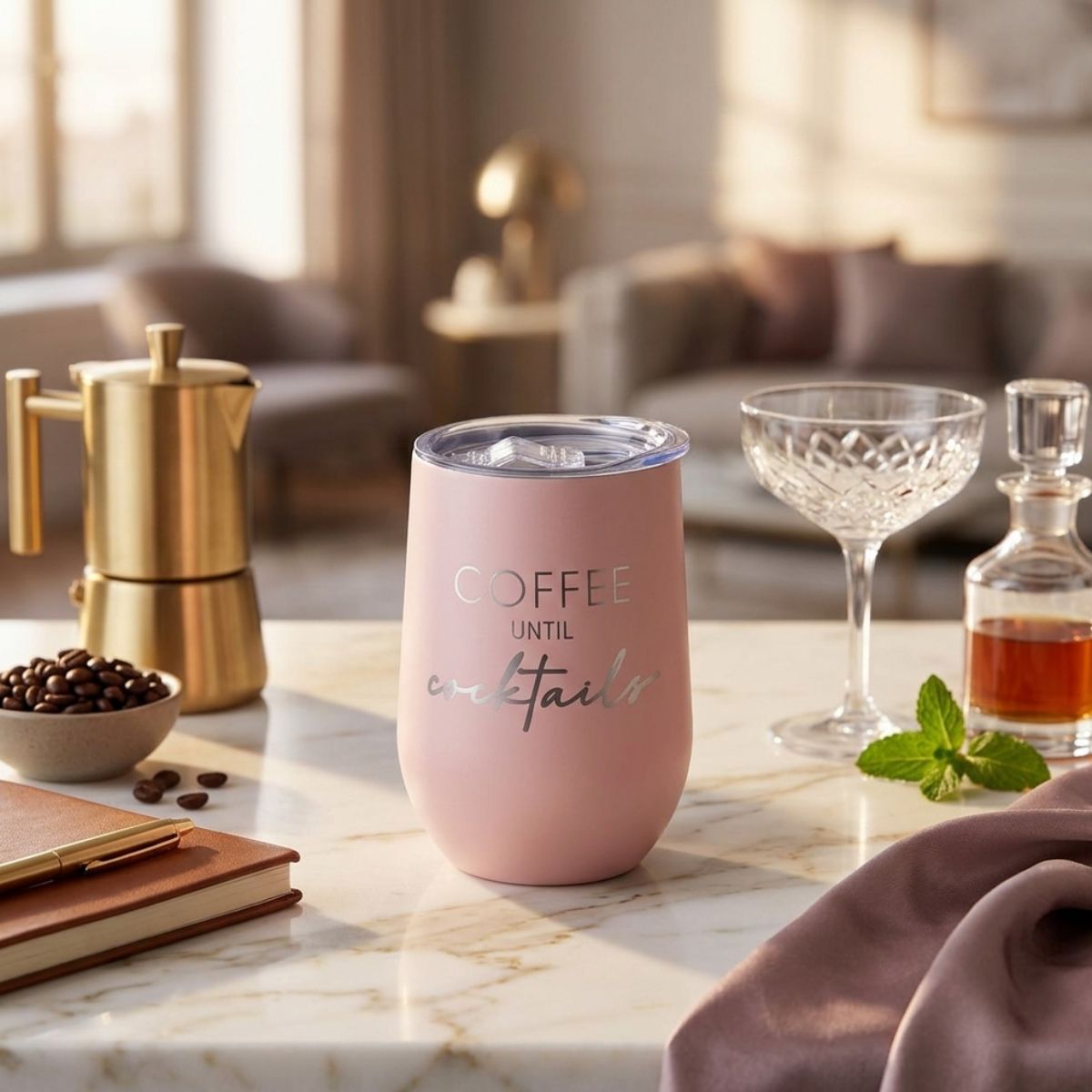 Ποτήρι Θερμός Coffee Until Cocktails Ροζ