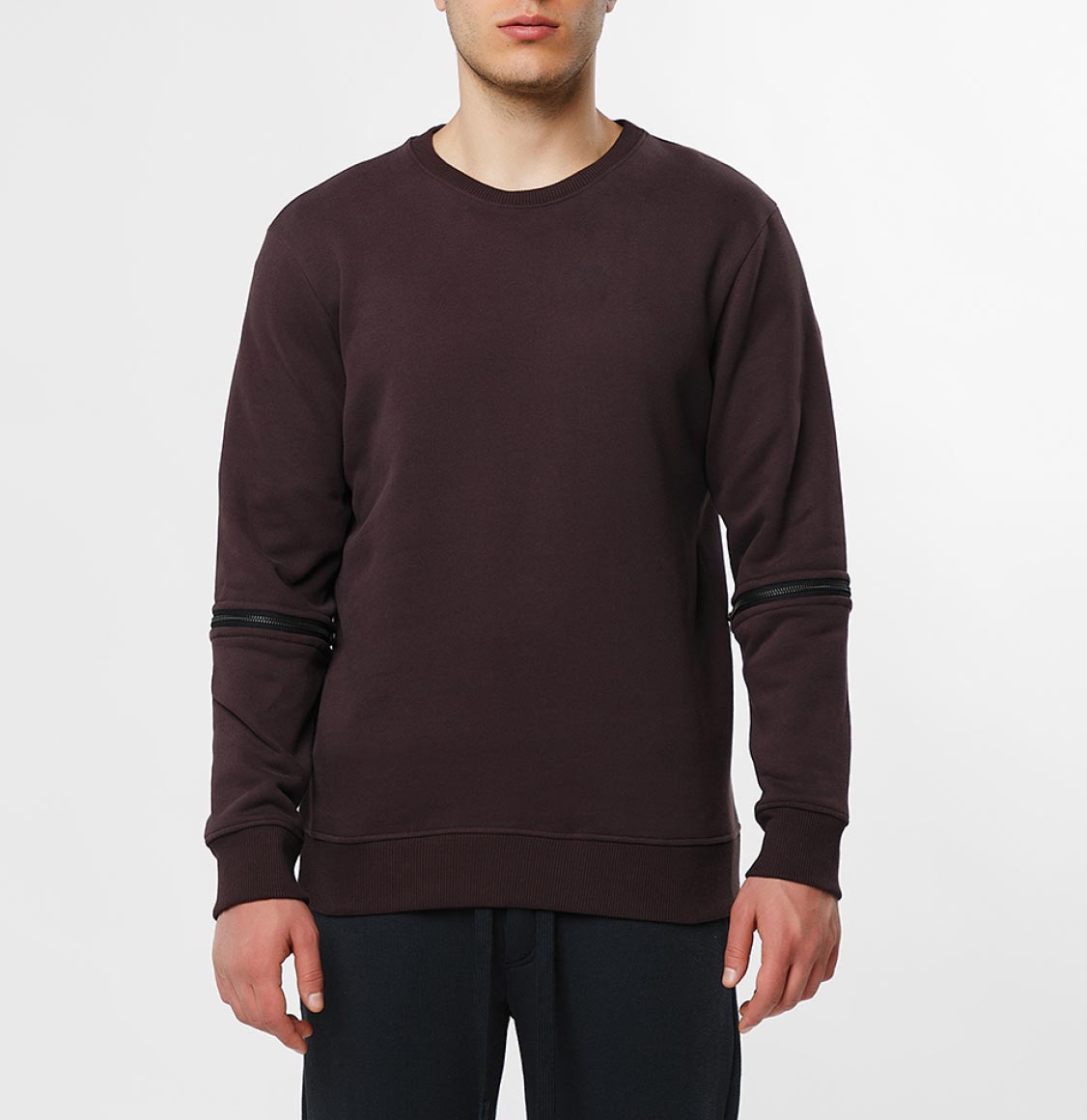 Ανδρική Μπλούζα με Αποσπώμενα Μανίκια The Project Garments Detachable Sleeves Organic Cotton Crew Neck Sweatshirt Burgundy