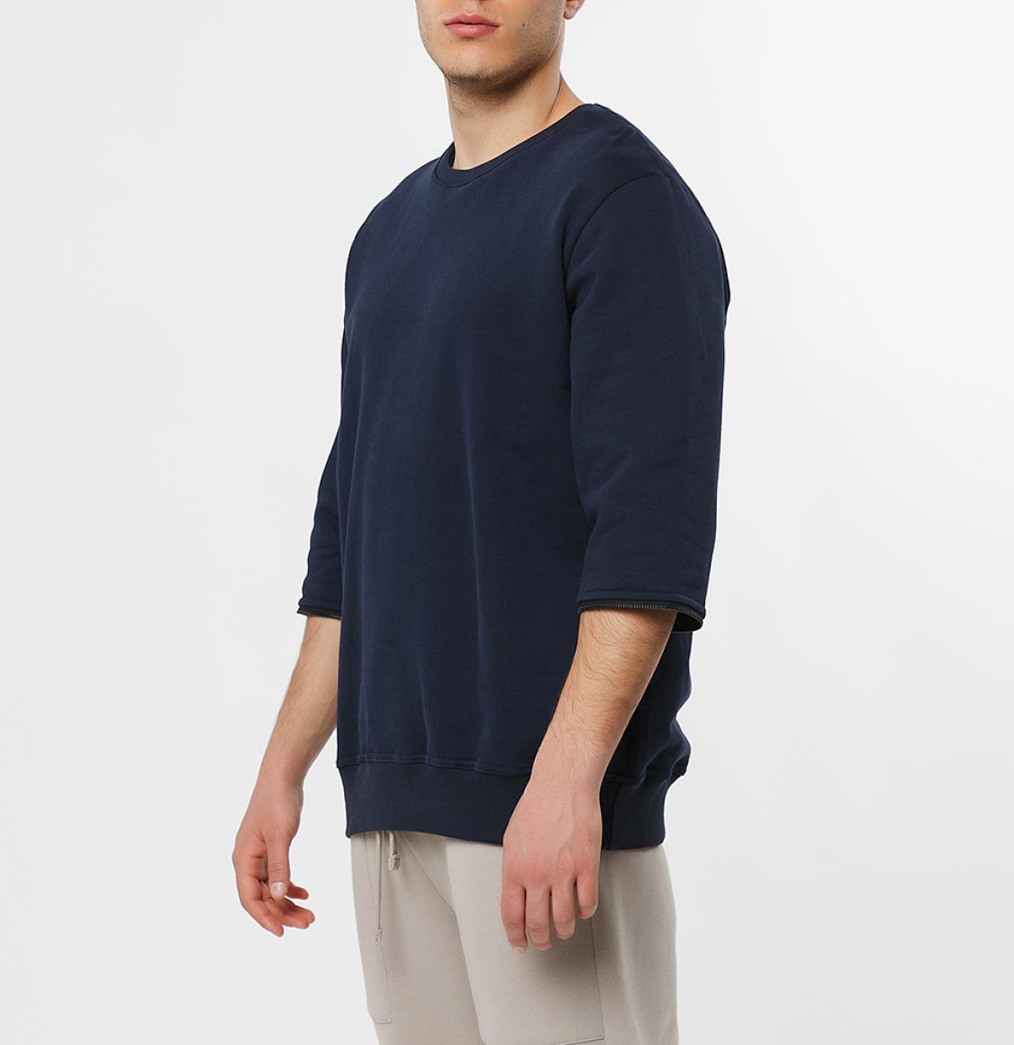 Ανδρική Μπλούζα με Αποσπώμενα Μανίκια The Project Garments Detachable Sleeves Organic Cotton Crew Neck Sweatshirt Navy