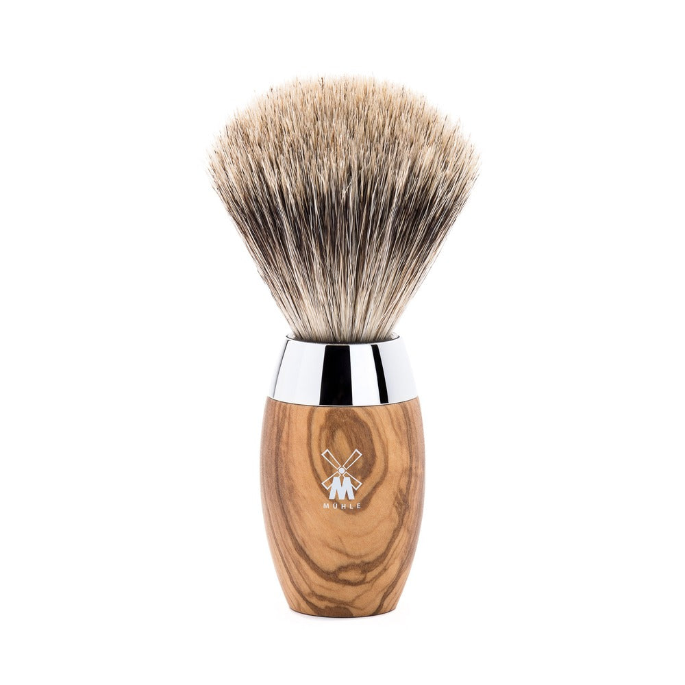 Πινέλο Ξυρίσματος Muhle Kosmo Με Τρίχα Ασβού Fine Badger Olive Wood Brush 35mmx110mm