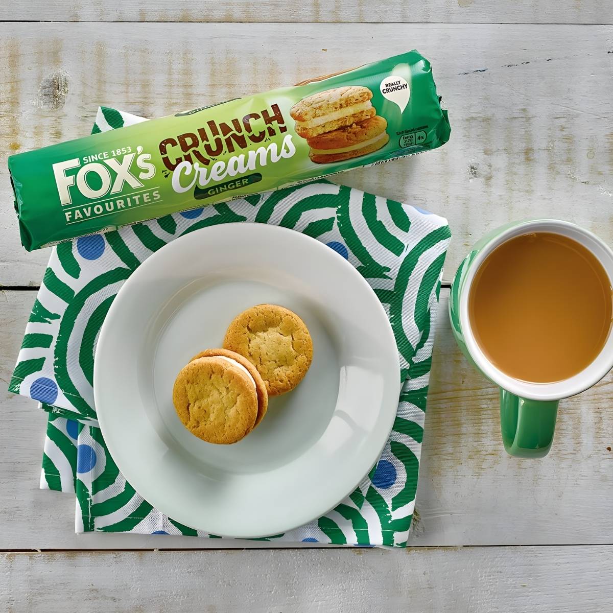 Μπισκότα Βρώμης Με Κρέμα Βανίλια Και Τζίντερ Foxs Crunch Creams Ginger Oat Biscuits