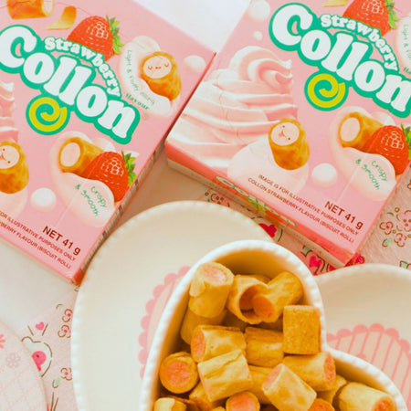 Μπισκότα με Κρέμα Φράουλα Collon Biscuit Rolls Strawberry