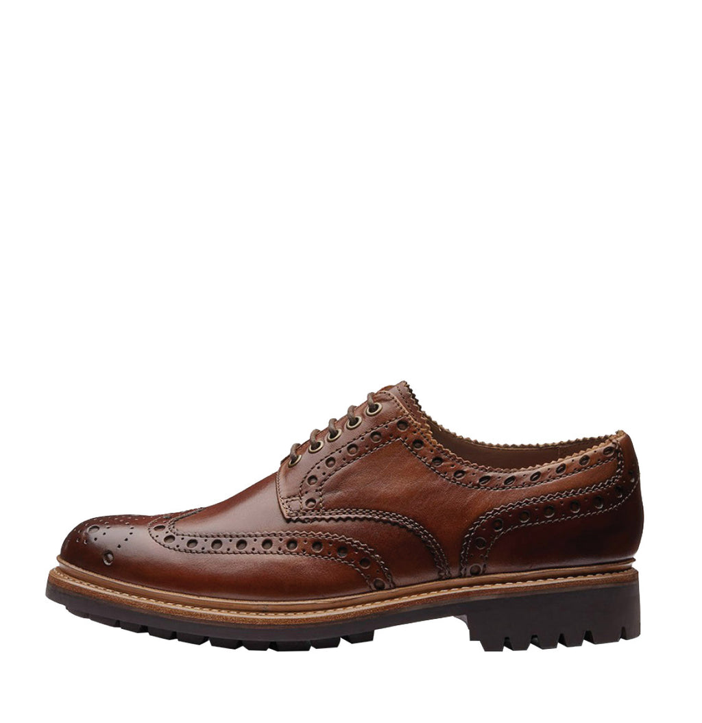 Grenson Archie Goodyear Tan Oxford Brogue Leather Shoes-A