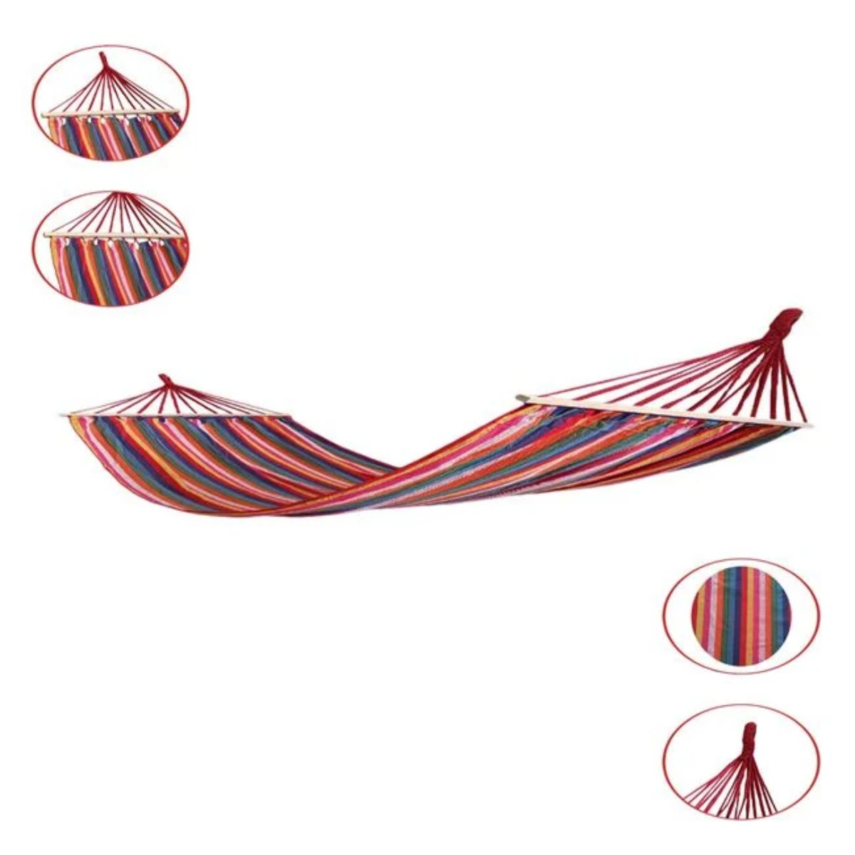 Αιώρα Διπλή Υφασμάτινη Ριγέ Ρετρό Obliq Hammock Double Fabric Striped Colored Retro Hanging