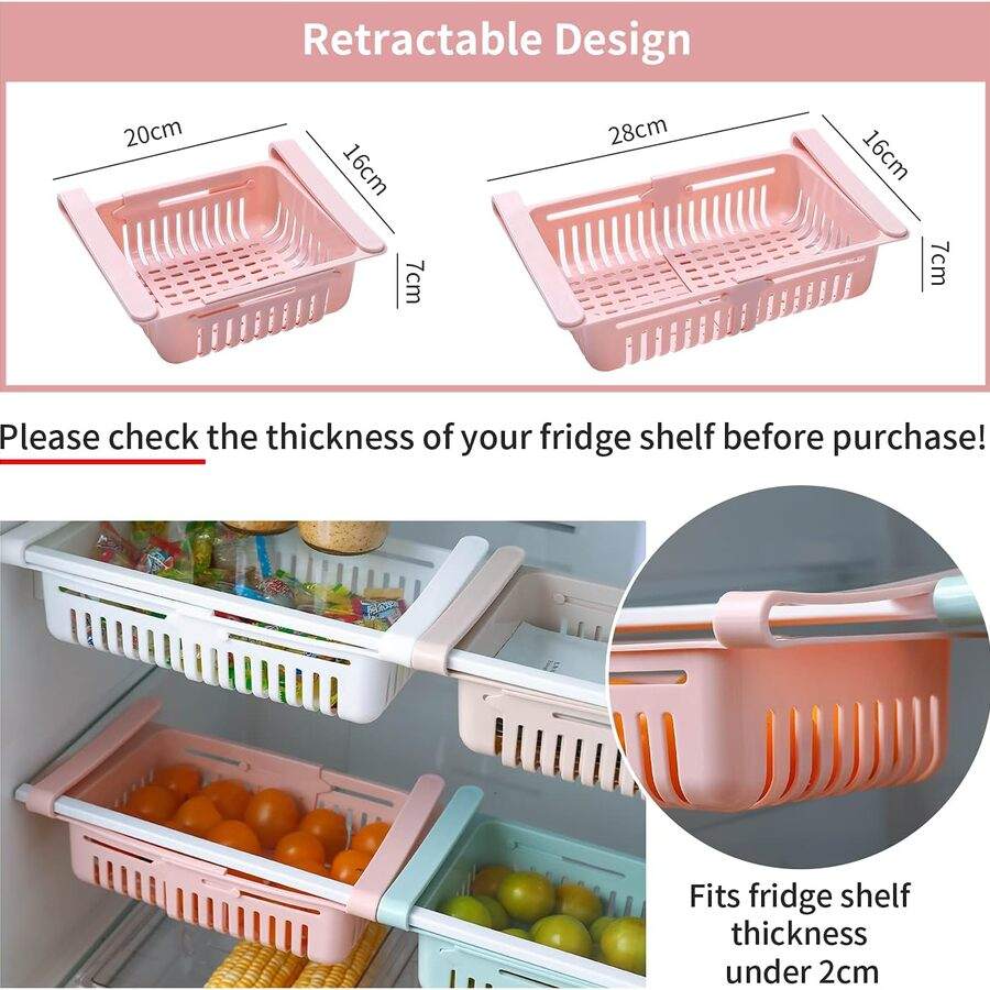 Ρυθμιζόμενα Ραφάκια για Ψυγείο Adjustable Refrigerator Drawers 4pcs