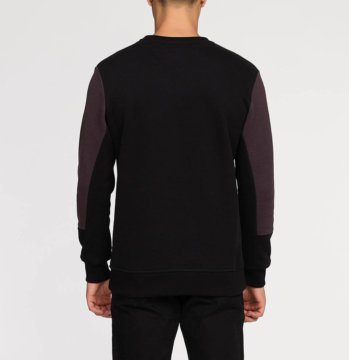 Μπλούζα Φούτερ The Project Garments Horizontal Color Block Crew Neck Sweatshirt Burgundy