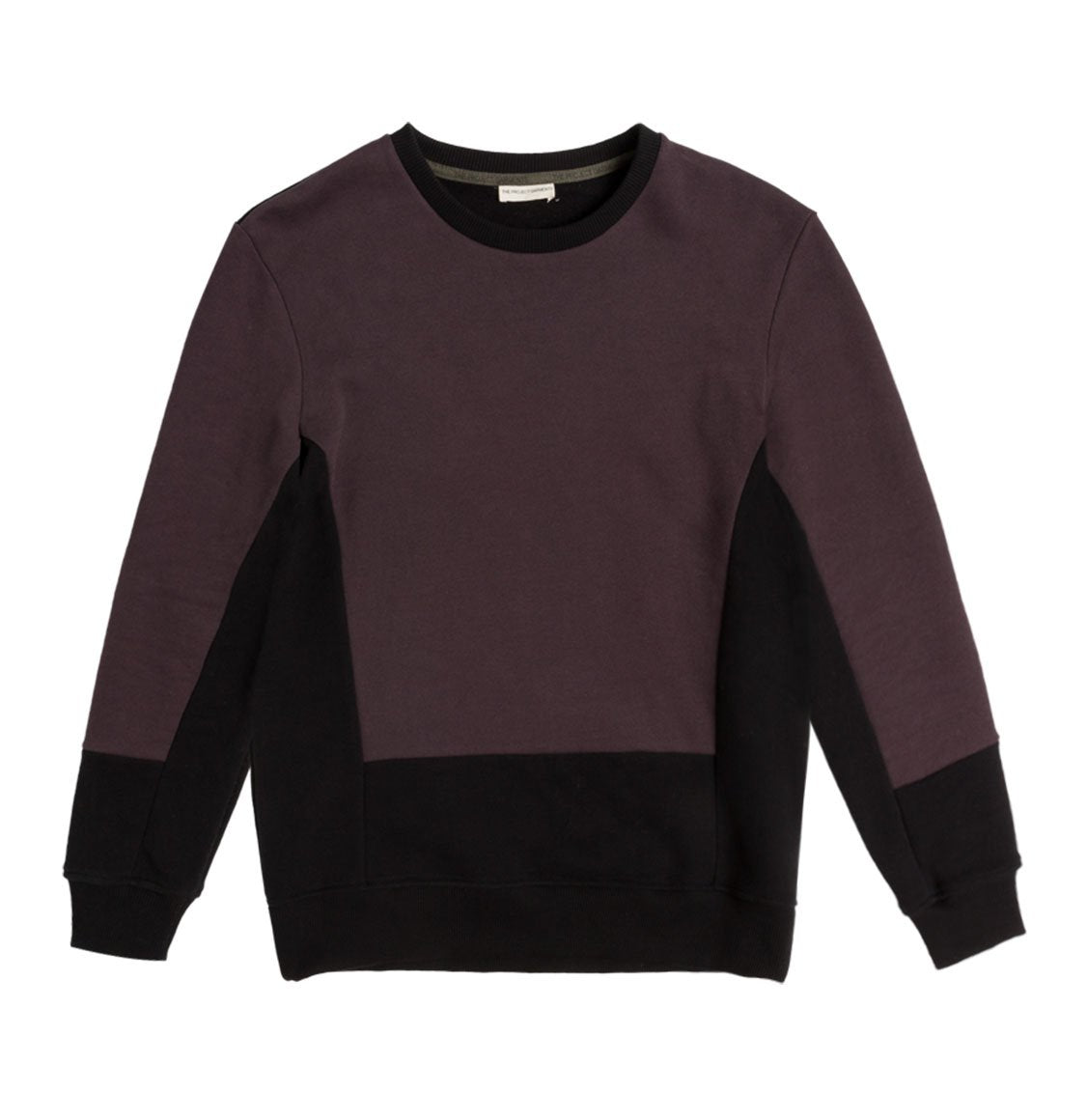 Μπλούζα Φούτερ The Project Garments Horizontal Color Block Crew Neck Sweatshirt Burgundy