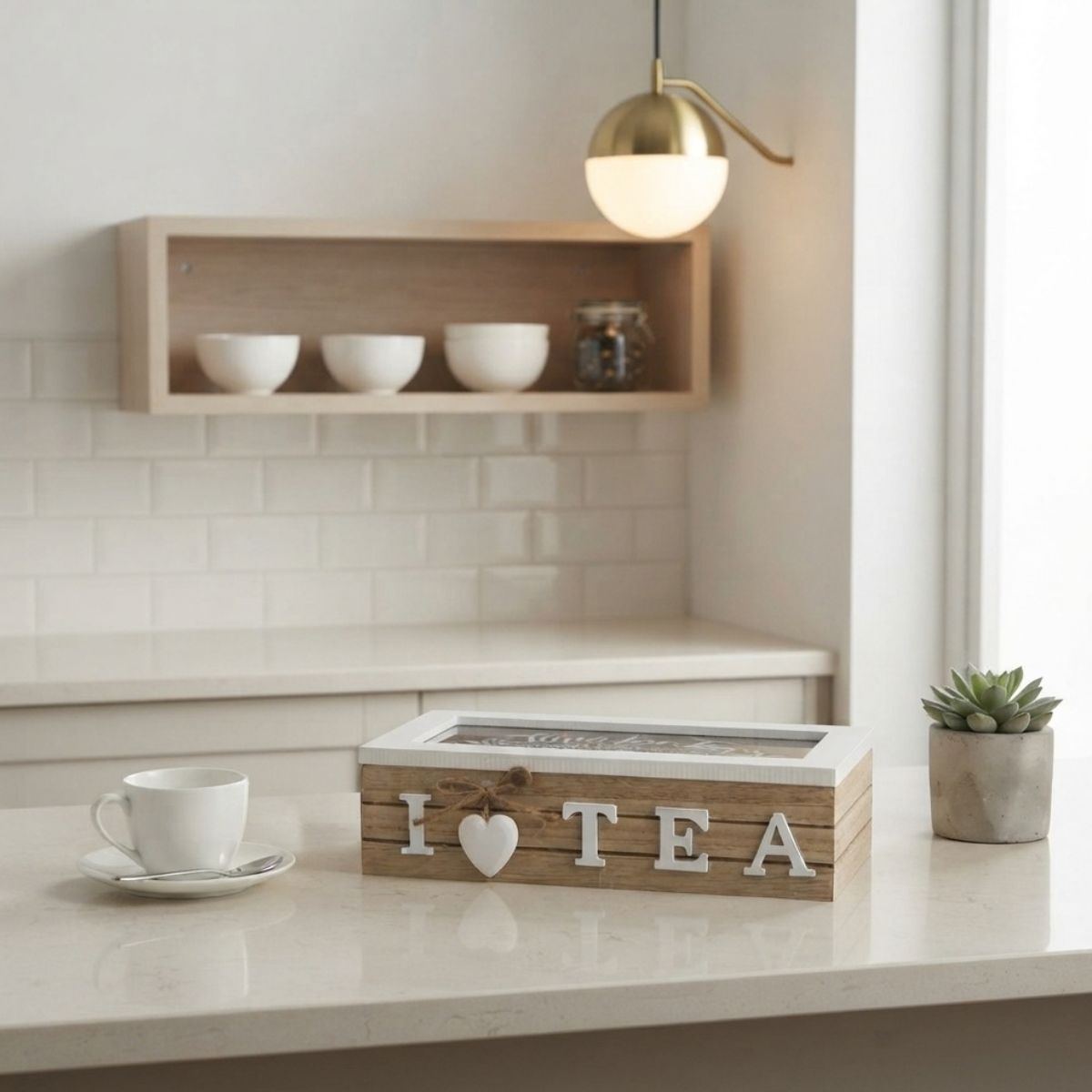 Ξύλινο Κουτί Οργάνωσης για Τσάι I Love Tea