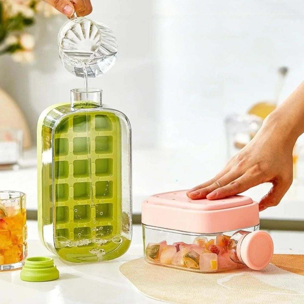 Παγοθήκη και Μπουκάλι Ice Cube Maker and Water Bottle 2 In 1 Green