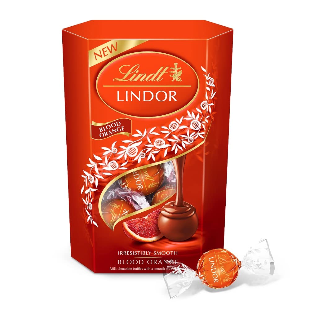 Σοκολατάκια Γάλακτος Με Γέμιση Σαγκουίνι Lindt Lindor Blood Orange Milk Chocolate Truffles Box 200g