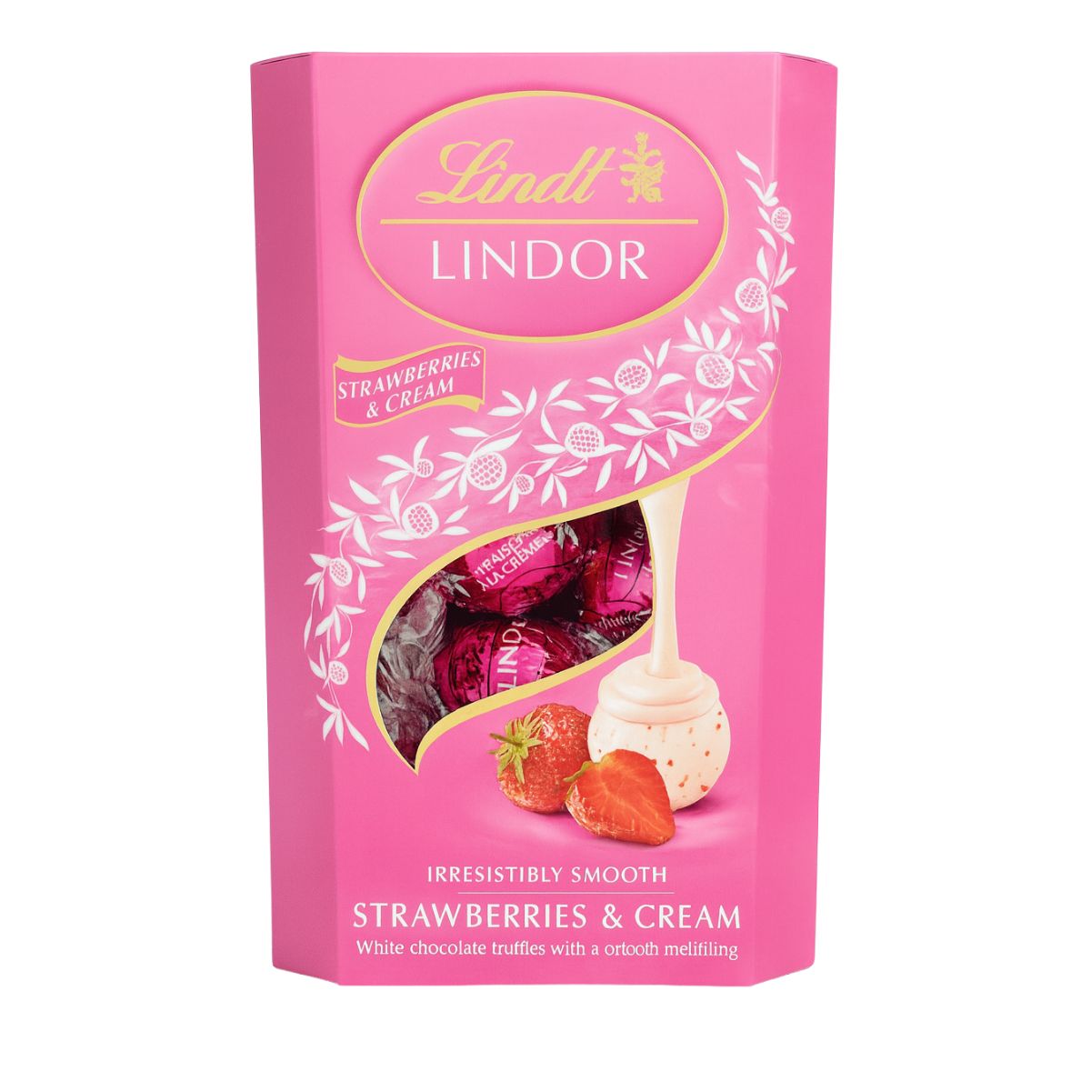 Σοκολατάκια Λευκά Φράουλα Κρέμα Lindt Lindor Strawberries and Cream Chocolate White Truffles Box