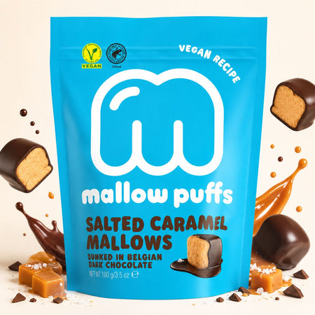 Ζαχαρωτά Mallow Puffs Marshmallows Salted Caramel In Dark Chocolate
