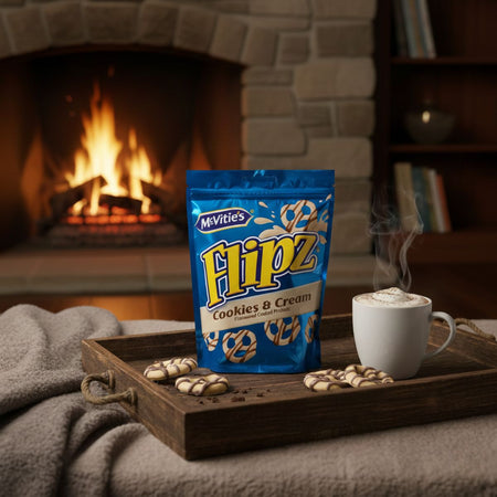 Σνακ Πρέτζελ με Κρέμα και Μπισκότο McVities Flipz Cookies and Cream Pretzels