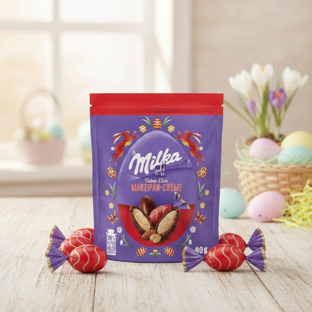 Πασχαλινά Σοκολατένια Αυγά Milka Easter Milk Chocolate Fine Eggs Marzipan