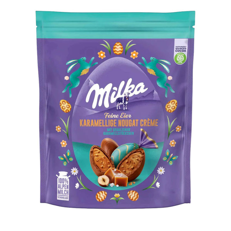Πασχαλινά Αυγά με Νουγκά και Αλατισμένη Καραμέλα Milka Mini Eggs Nougat Creme and Salted Caramel
