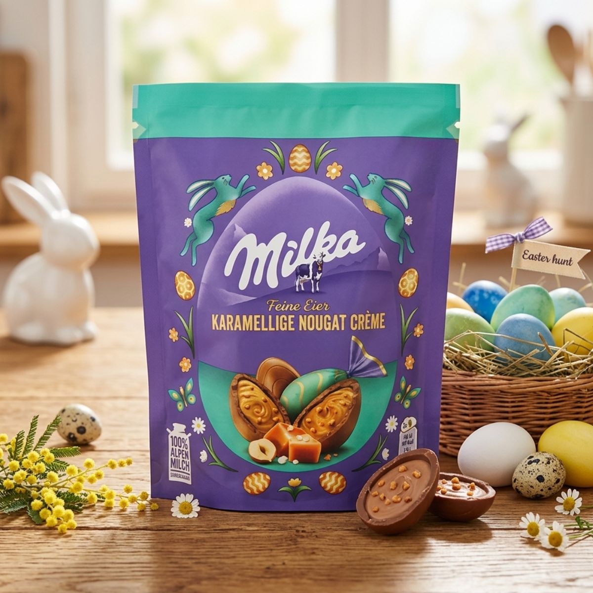 Πασχαλινά Αυγά με Νουγκά και Αλατισμένη Καραμέλα Milka Mini Eggs Nougat Creme and Salted Caramel