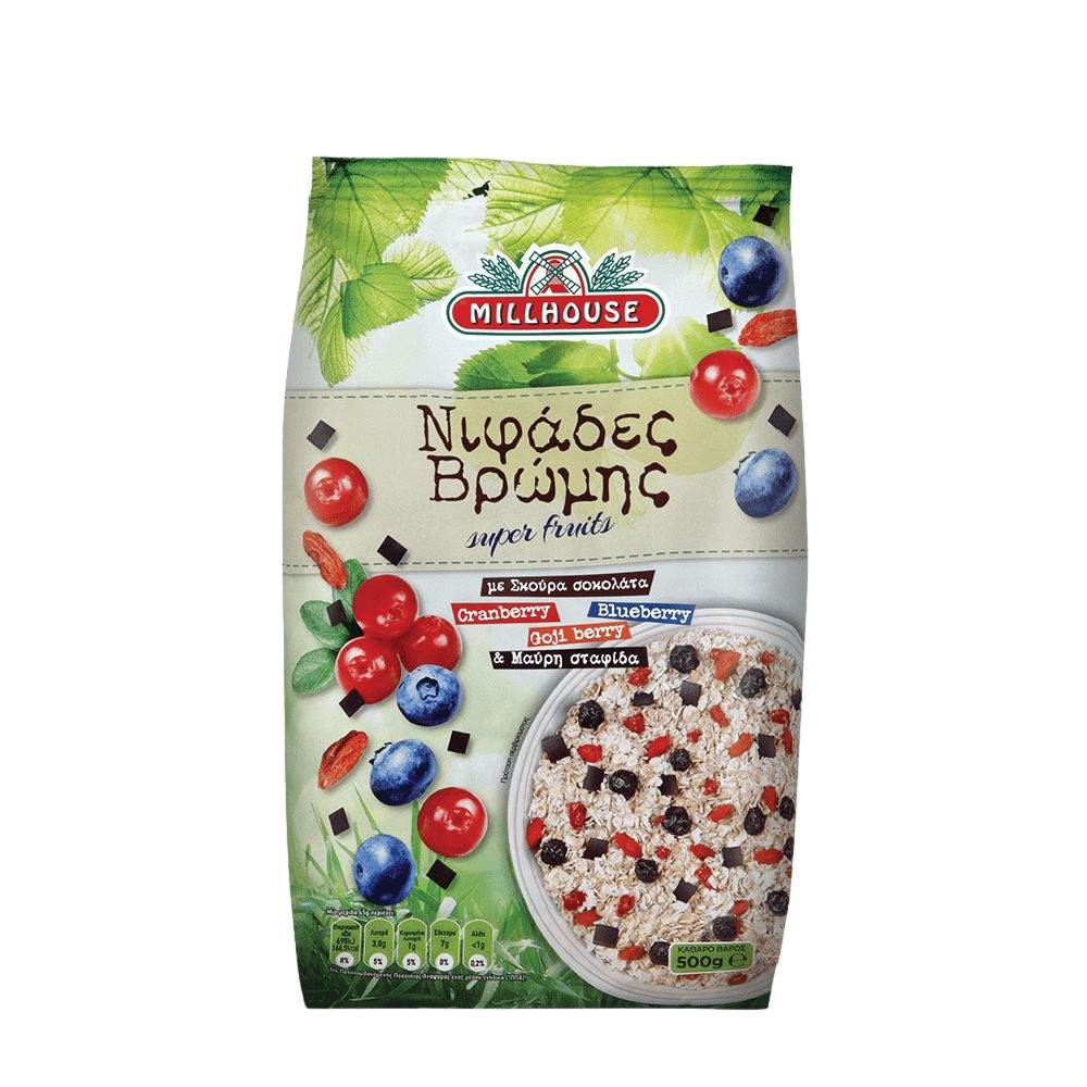 Νιφάδες Βρώμης Millhouse Super Fruits 500g