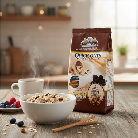 Νιφάδες Βρώμης Ολικής Άλεσης με Σκούρα Σοκολάτα Millhouse Quick Oats Dark Chocolate