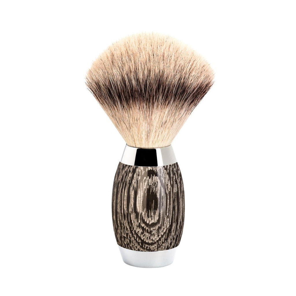 Πινέλο Ξυρίσματος Muhle Edition Με Συνθετική Ίνα Silvertip Fibre Badger Oak And Silver Brush