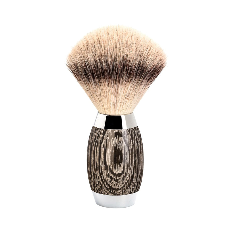 Πινέλο Ξυρίσματος Muhle Edition Με Συνθετική Ίνα Silvertip Fibre Badger Oak And Silver Brush