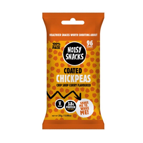 Σνακ Ρεβίθι Με Επικάλυψη Κάρυ Noisy Snacks Coated Chickpeas Chip Shop Curry 25g