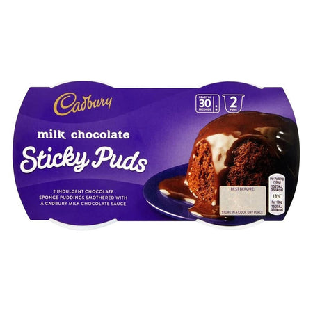 Ατομικά Κέικ Σοκολάτας Γάλακτος Cadbury Sticky Puds Milk Chocolate 2x95g