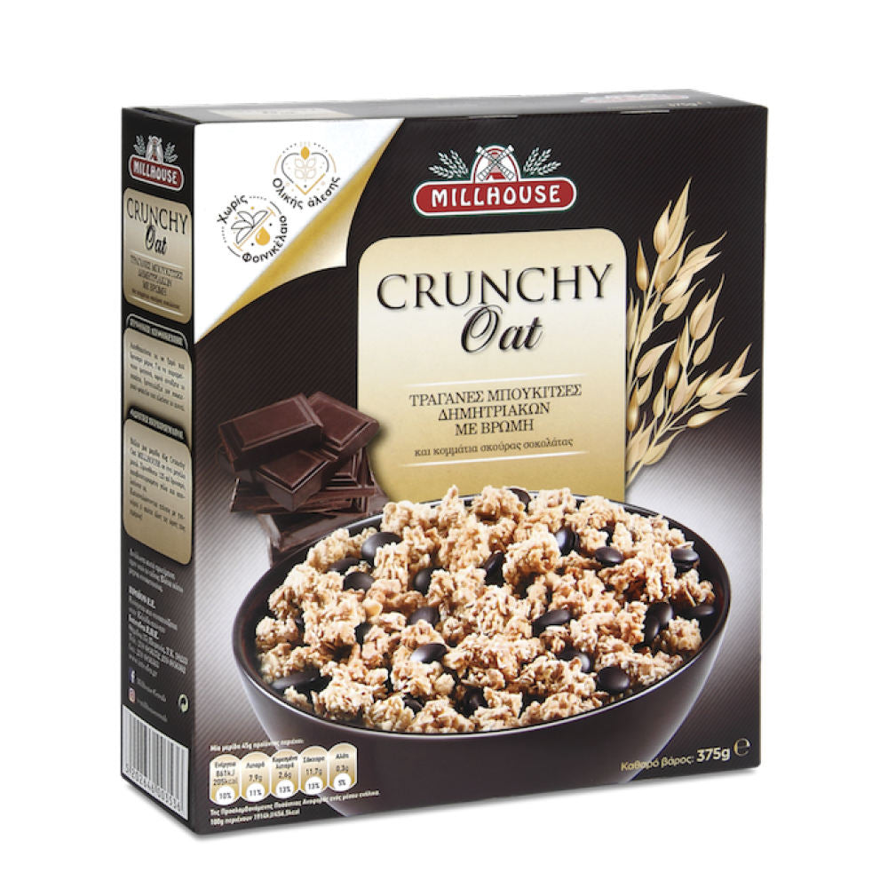 Δημητριακά με Βρώμη και Σκούρα Σοκολάτα Millhouse Crunchy Oat 375g
