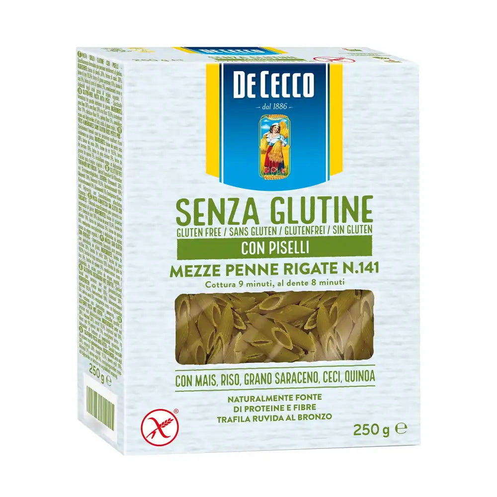 De Cecco No 141 Mezze Penne Rigate With Peas Gluten Free 250g