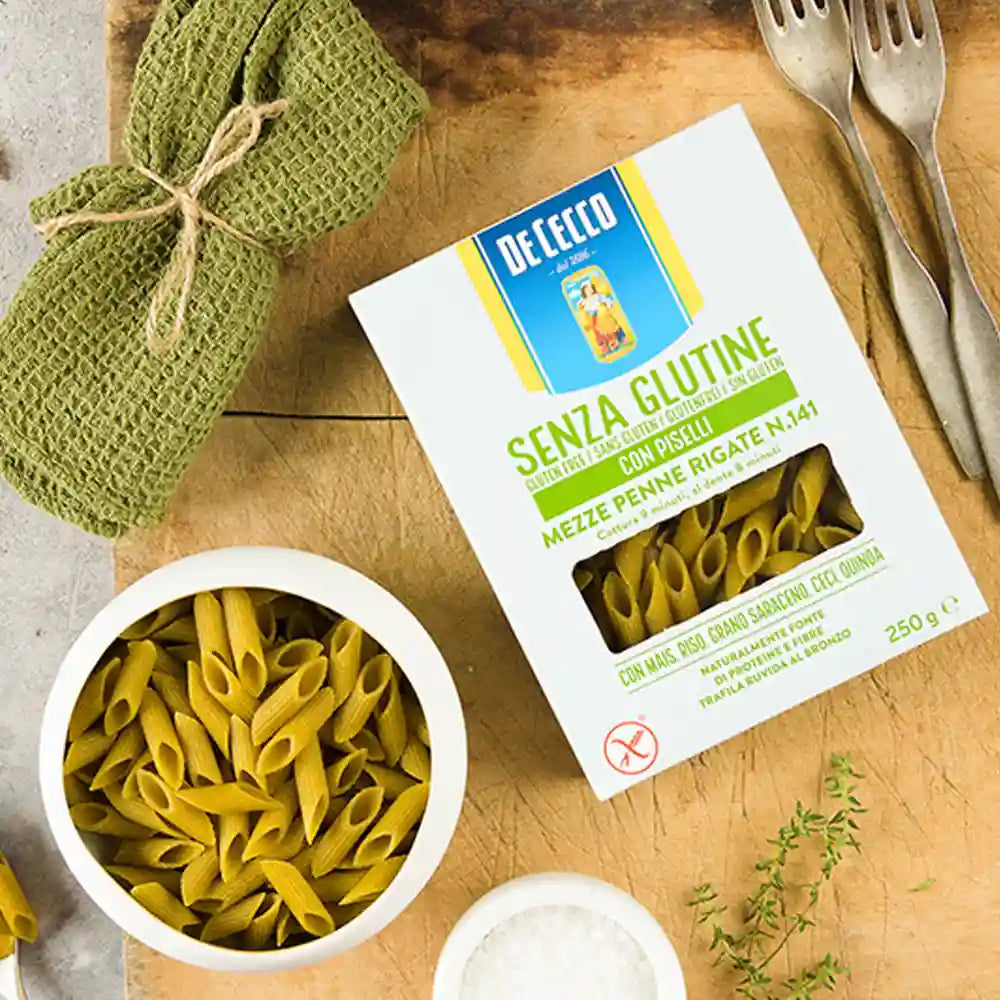 De Cecco No 141 Mezze Penne Rigate With Peas Gluten Free 250g