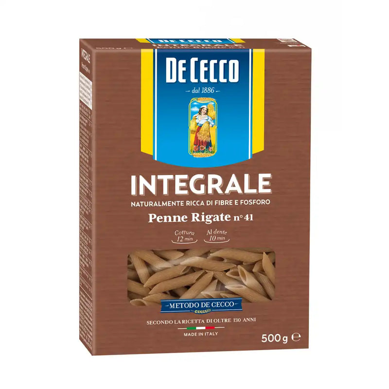 Ζυμαρικά Ολικής Αλέσεως De Cecco No 41 Penne Rigate Integrale 500g