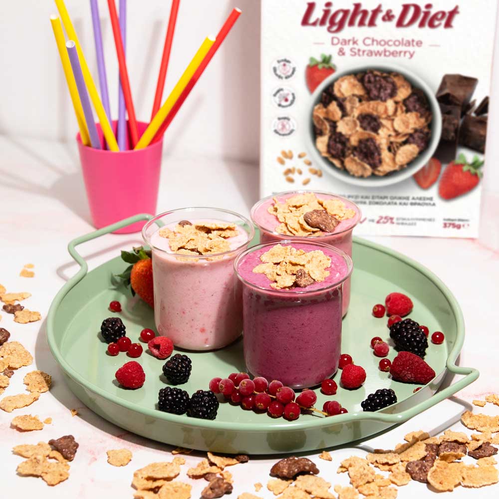 Δημητριακά Ολικής Άλεσης Millhouse Light and Diet Dark Chocolate and Strawberry 375g