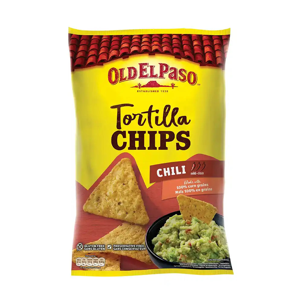 Old El Paso Tortilla Chips Chili Mild Gluten Free 185g