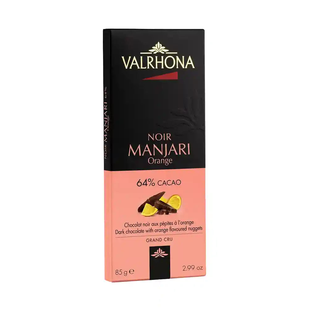 Valrhona Manjari Μαύρη Σοκολάτα with Orange Flavoured Nuggets